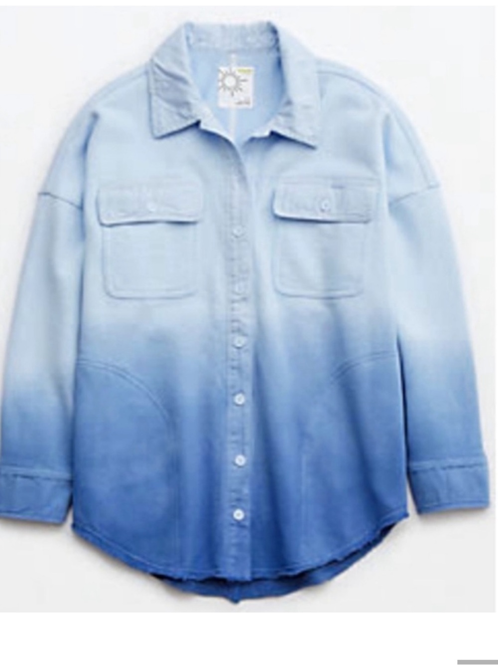 OFFLINE by Aerie Throwback Shacket in Eyelet Blue Ombre -L